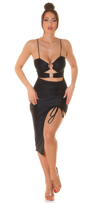 Cut Out Minidress ruched with ring detail Black